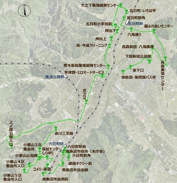 市民バス大巻・泉コース路線図