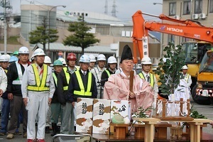 除雪車出動式での安全祈願祭の様子1