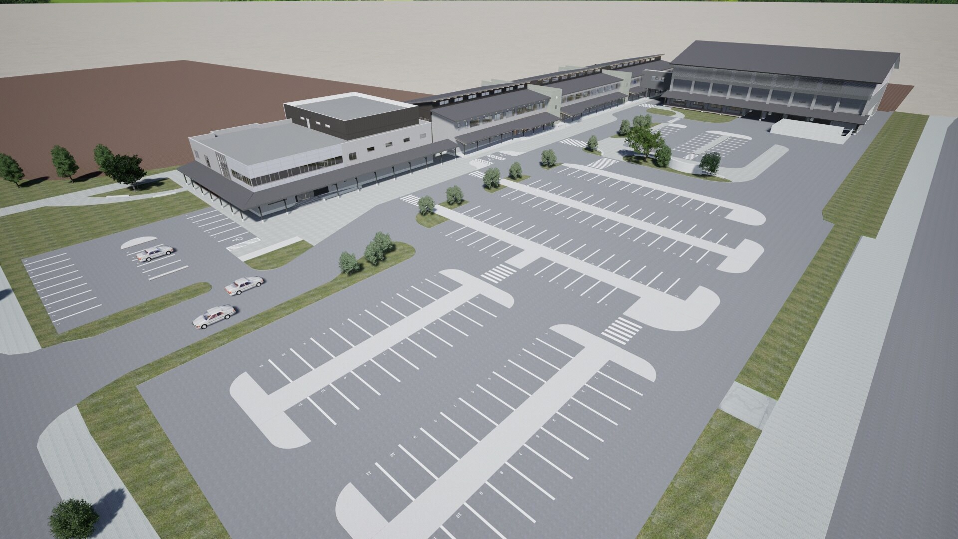 新校舎、公民館外観パース図