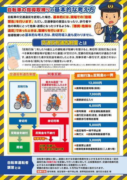 令和8年4月1日から自転車にも交通反則通告制度（青切符）が適用され